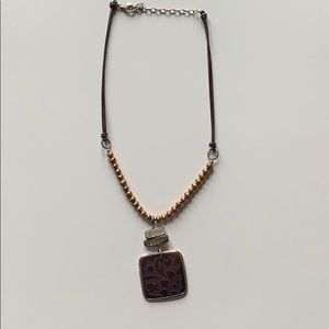 Bead and leather necklace